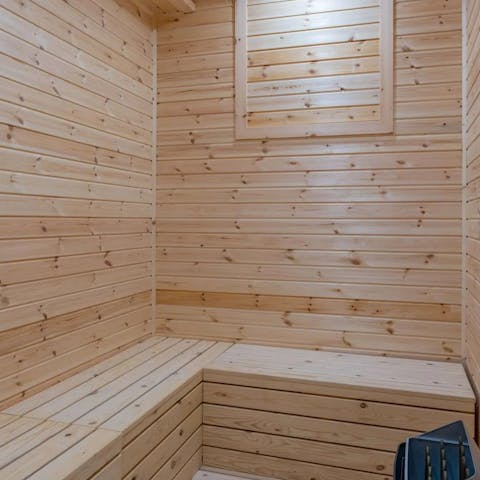 Work up a sweat and unwind in the private sauna