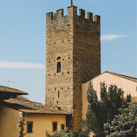 Admire Arezzo's medieval piazzas, just 26km away