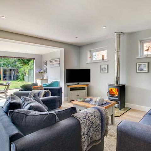 Play board games in front of the wood burning stove