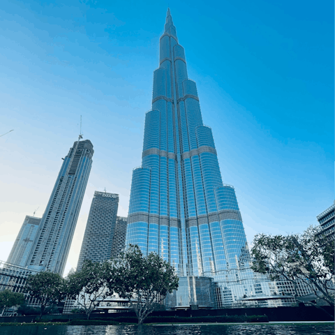 Watch over the sun set over the city from the Burj Khalifa's observation deck