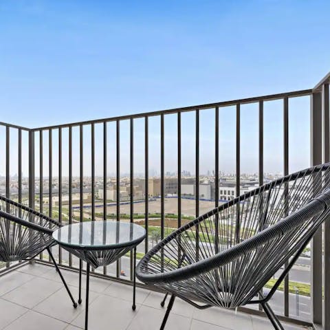 Take in the views over the Dubail Hills district from your private balcony