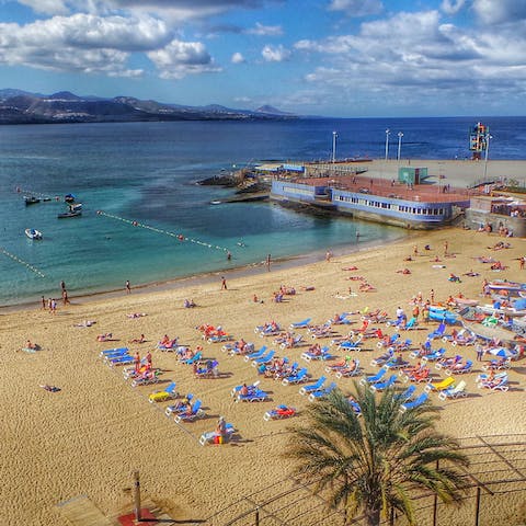 Stroll one minute to lively Las Canteras Beach and spend the day sunbathing, swimming and snorkelling in the ocean