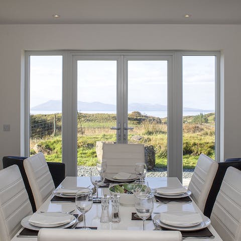 Take in the beautiful seafront views from the large windows by the dining table