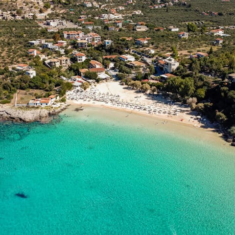 Stay just a two-minute walk from the seafront in Stoupa 