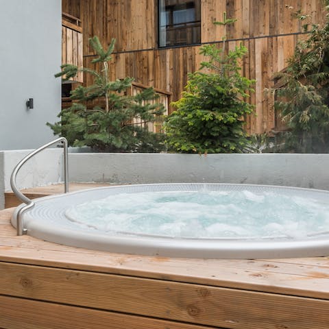 Soothe your tired muscles in the fabulous hot tub