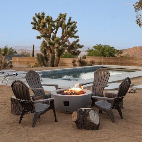 Sit around the fire pit as the stunning evening light sets in