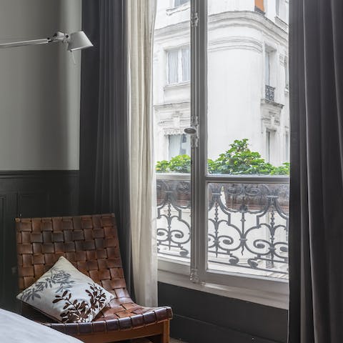 Sip your morning coffee by the Juliet balcony, taking in peaceful courtyard views