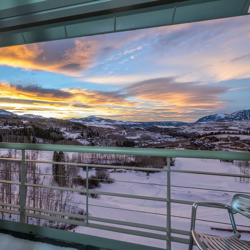 Breathe in mountain views from the balcony