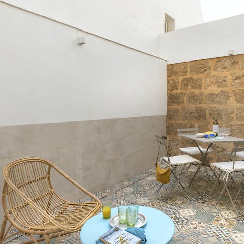 Read a book or savour a glass or two of wine in your private, enclosed courtyard