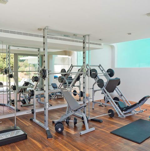 Keep on top of your workout regime in the sleek home gym