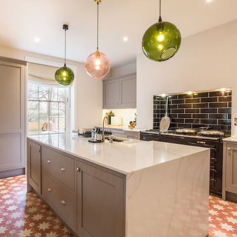 Cook dinner on the AGA in the chic kitchen