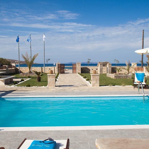 Relax by your private pool, just steps from the Mediterranean