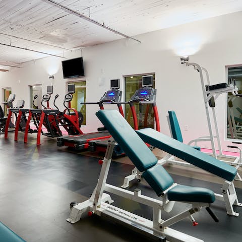 Keep up with your fitness regime in the 24-hour residents' gym
