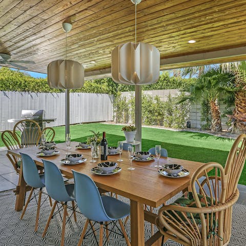 Enjoy alfresco dinners cooked on the barbecue 