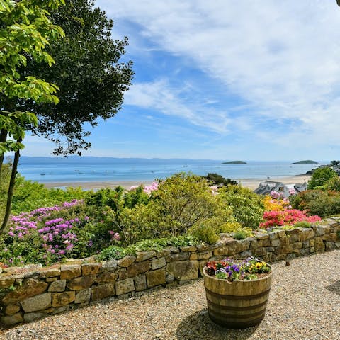 Enjoy uninterrupted sea views from the pretty gardens