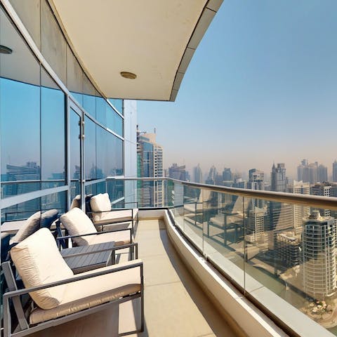 Soak up the views across Dubai Marina from the private balcony