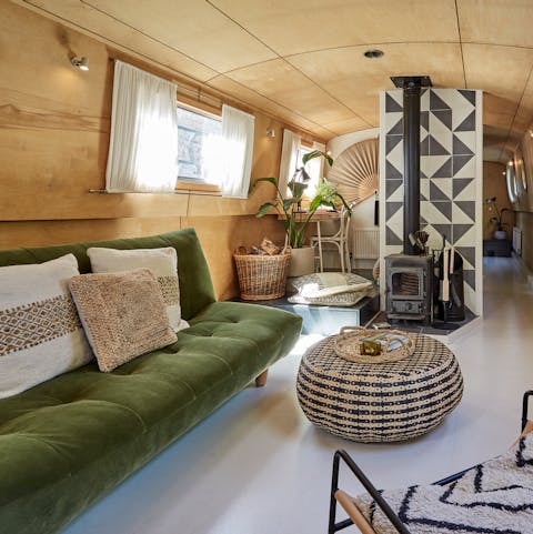 Appreciate the chic contemporary styling of this gorgeous houseboat