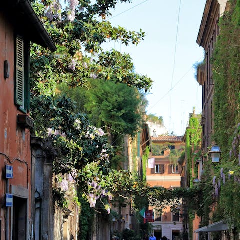 Stay in a beautiful historic building just off one of Rome's most famous streets, Via Margutta
