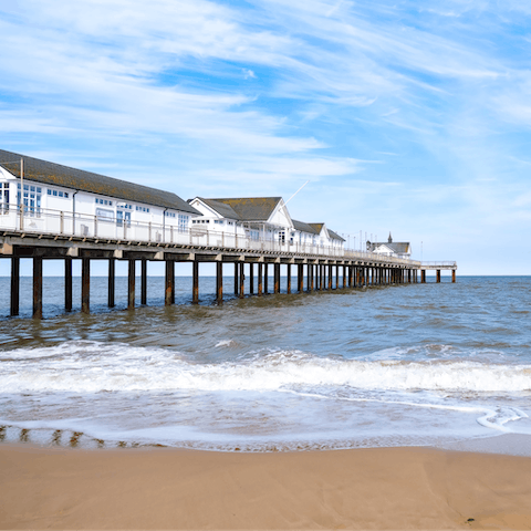 Stroll along the beach to Southwold Pier, a ten minute walk along the sand