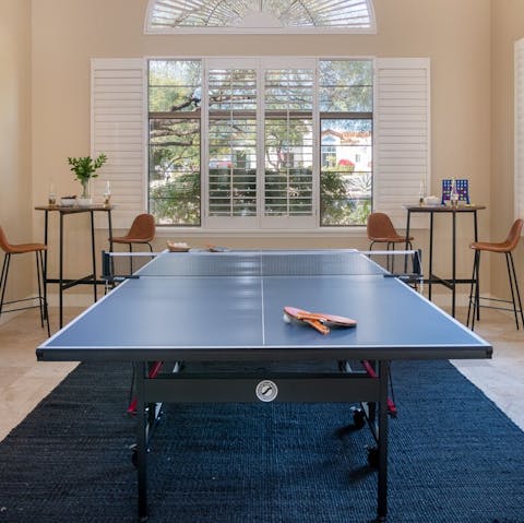 Challenge your friends to a game of table tennis