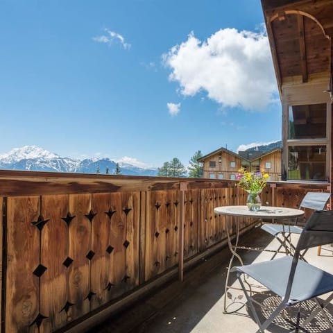 Take in the mountain views from your private balconies