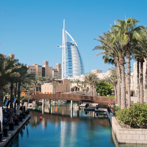 Stay just a twenty-minute drive away from Downtown Dubai