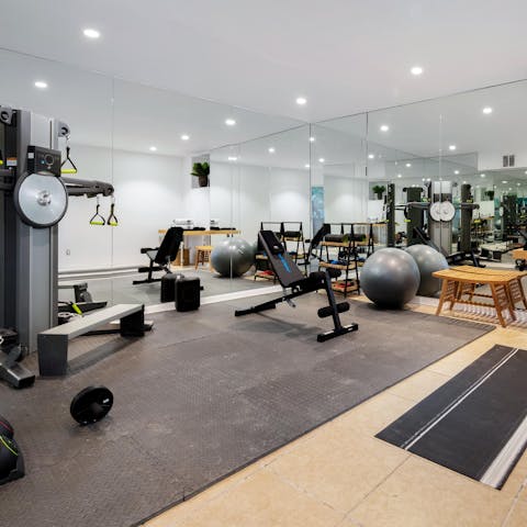 Work up a sweat in your well-equipped private gym