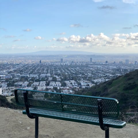 Head out on a morning hike in Runyon Canyon – a ten-minute drive away