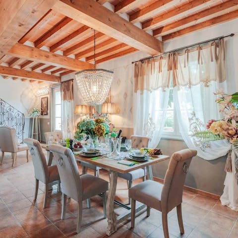 Organise a grand dinner in the beautiful dining room