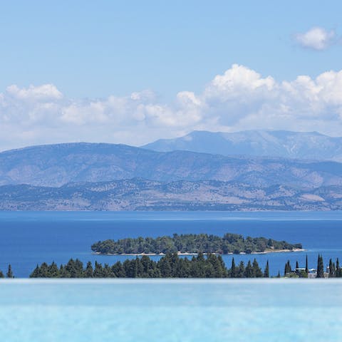 Enjoy views across the Ionian from the infinity pool