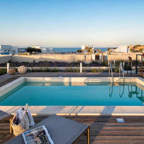 Enjoy a refreshing dip in the private pool – and drink in those sea views