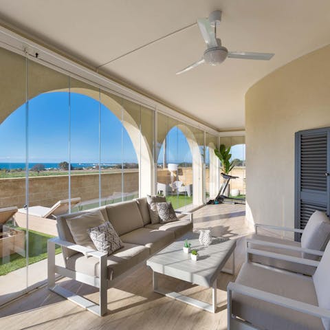 Gaze out at gorgeous sea views as you enjoy your morning coffee in the lounge area