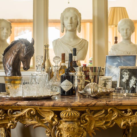 The spectacularly ornate home bar