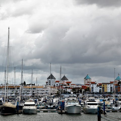 Take a sunset stroll along Faro Marina