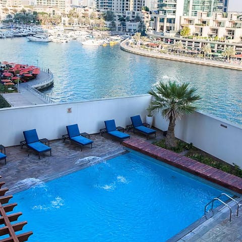 Soak up the rays before cooling off with a dip in the communal pool