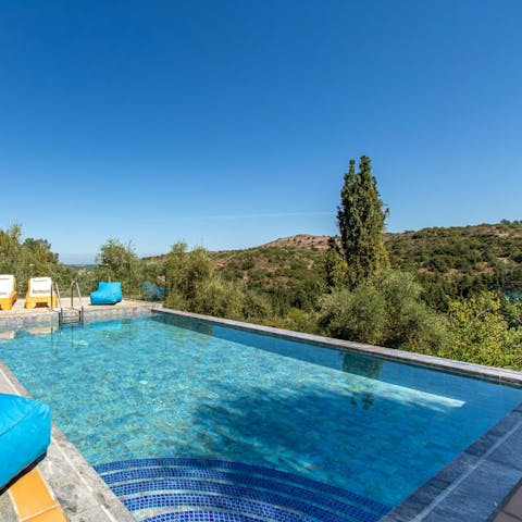 Swim in the private pool as the quiet of nature surrounds you