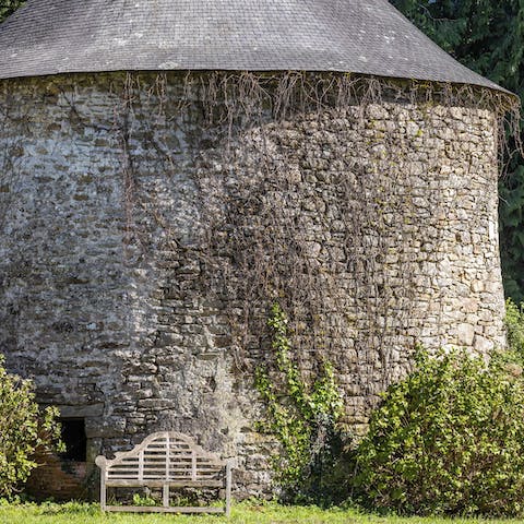 Sit out by the timeless dovecote building or explore the expansive grounds