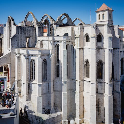 Visit the medieval Carmo Convent, a twenty-minute stroll from your home