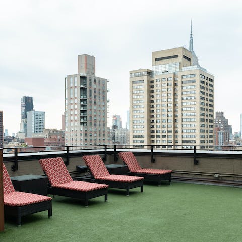 Gaze out over the city from the rooftop terrace