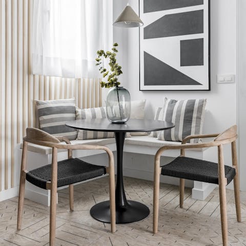 Plan your outings around the dining table with a corner bench