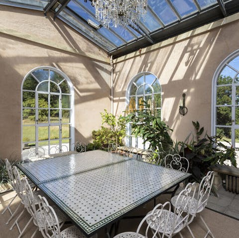 Enjoy breakfast or afternoon tea in the sunny orangery 