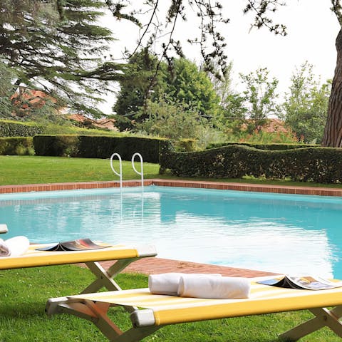 Pass a carefree afternoon splashing about in the villa's private swimming pool