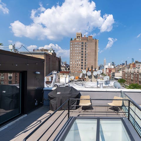 Head up to the rooftop terrace and soak up the views of Downtown NY