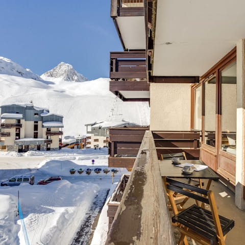 Enjoy views of the Val Claret slopes from your balcony 