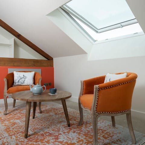 Start your day with a pot of Earl Grey under the bedroom skylight