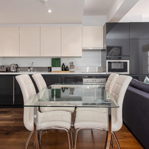 Serve up some British delicacies at the dining area
