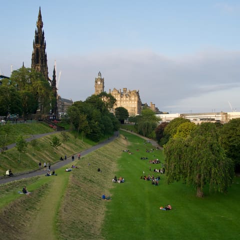 Admire the castle from Princes Street Gardens, a seventeen-minute walk away