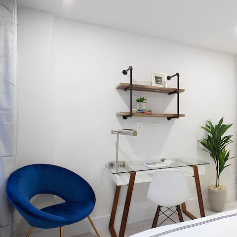 Spend a day working from home – there's a desk space in the bedroom