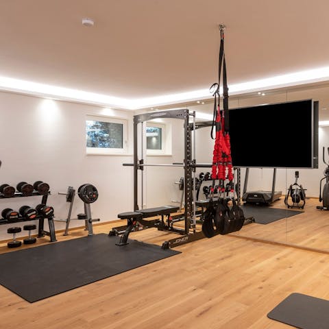 Get your heart pumping with a workout in the shared fitness centre