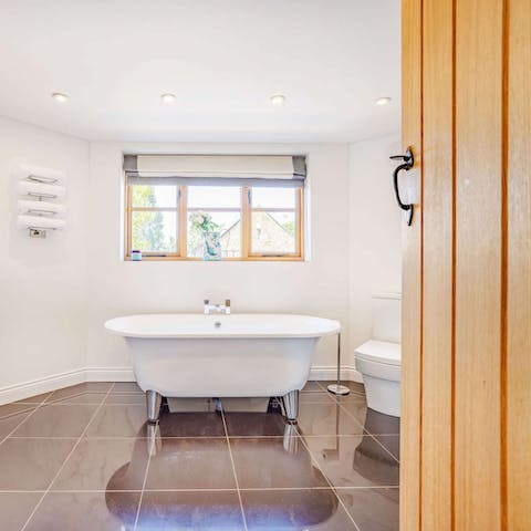 Treat yourself to a soak in the freestanding tub